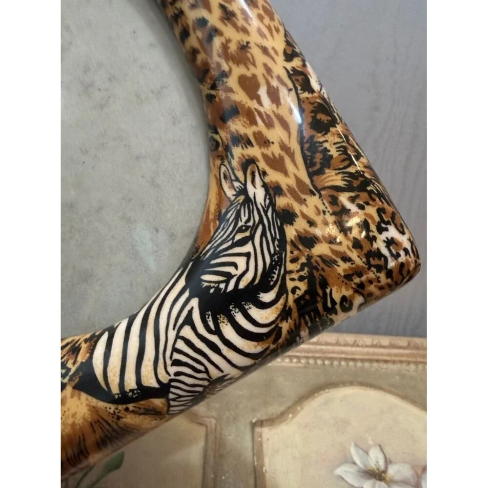 Vintage African Safari Animal Print Photo Picture Frame Giraffe Zebra